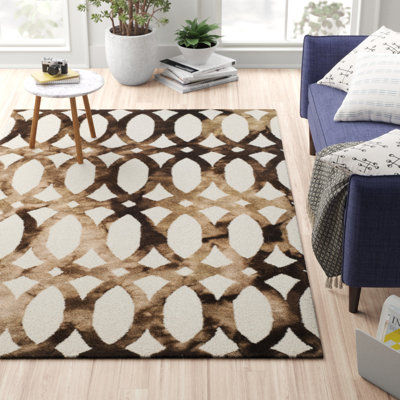 Tapis géométrique en laine / coton touffeté à la main Amekia