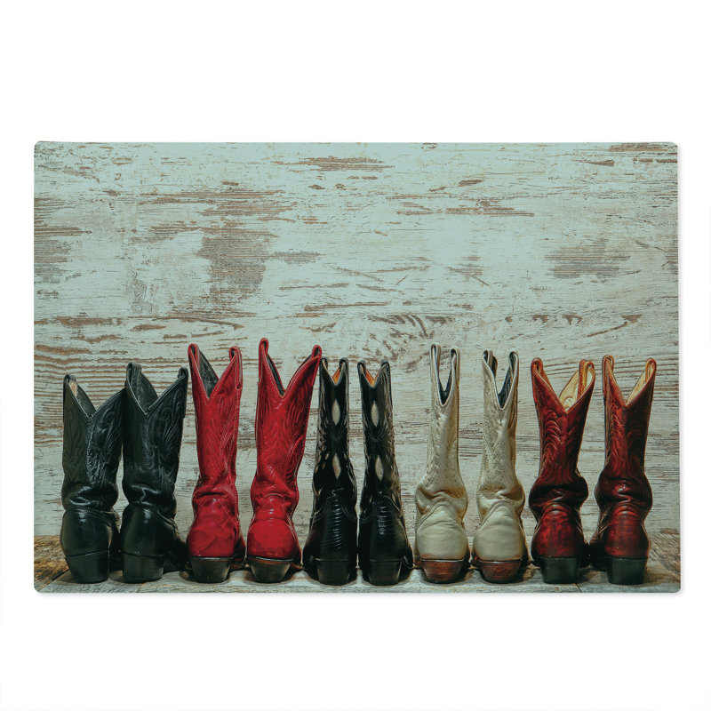 Grande planche à découper Ambesonne, bottes rustiques Wild West, beige, noir et rouge