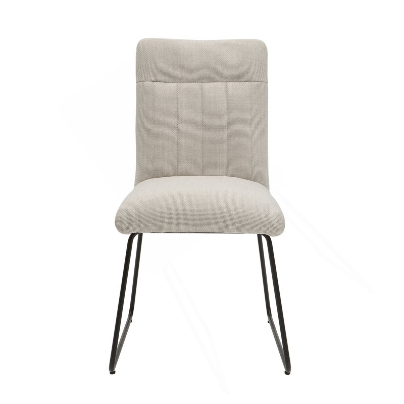 Ensemble de 2 chaises d'appoint rembourrées en tissu beige avec pieds noirs