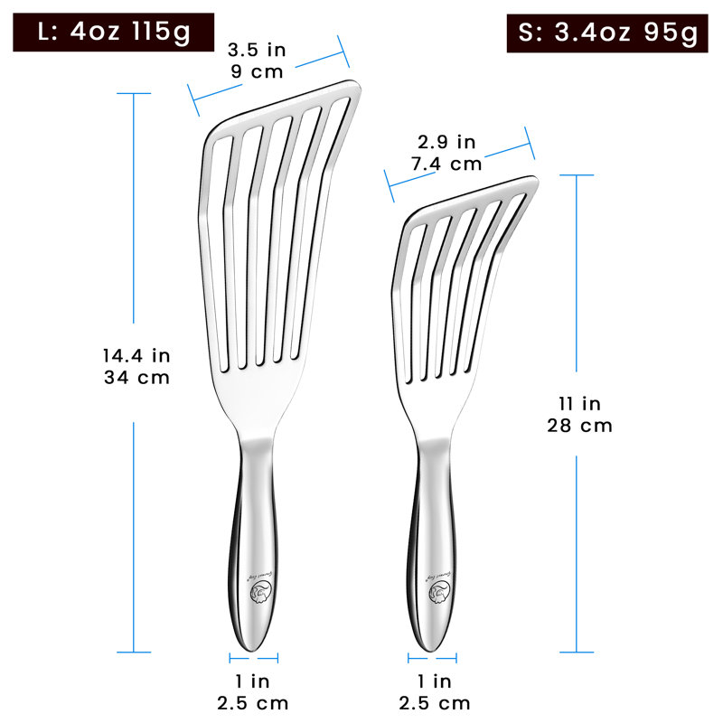 Stainless Steel Rectangular Turner Set for Flipping and Cooking