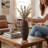 18" Dark Brown Ribbed Polyresin Table Vase
