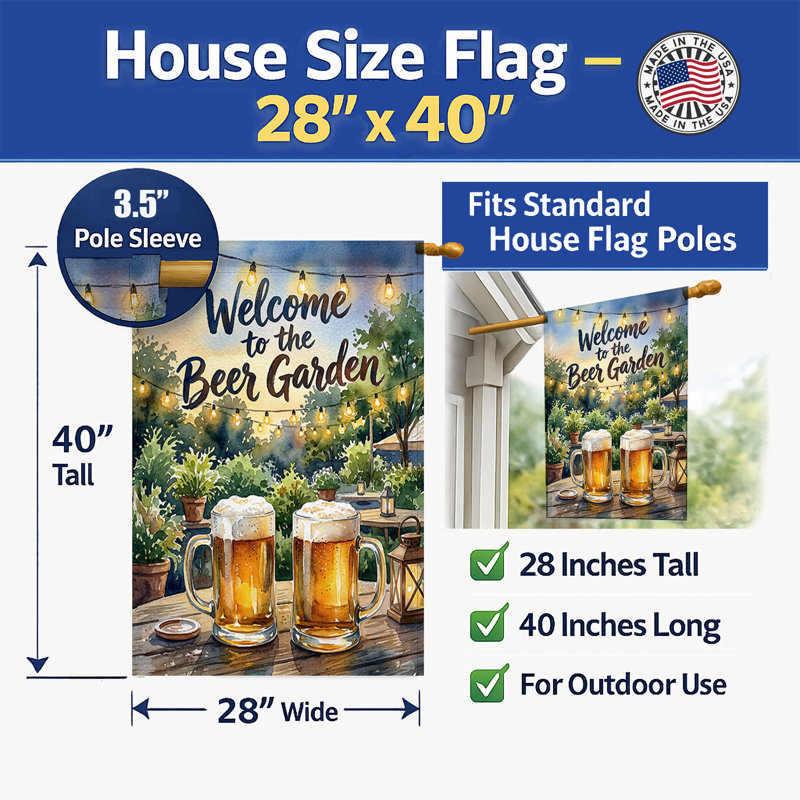 Drapeau de la maison de bière, House Size, Beer Garden