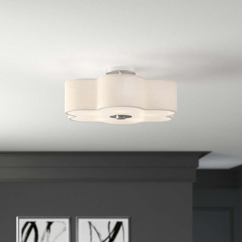 Swarthout 5 - Light Semi Flush Mount, Brushed Nickel, 9" H x 22" W x 22" D, Fabric