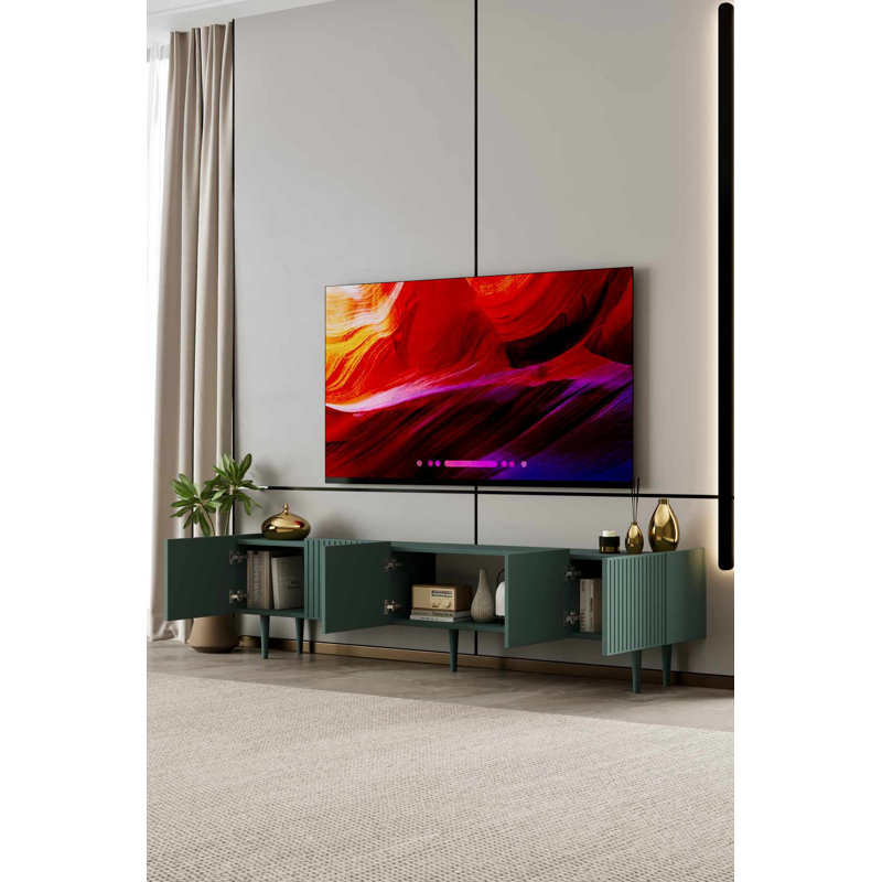 Meuble télé, 11.42" H x 78.74" W x 7.87" D, Green