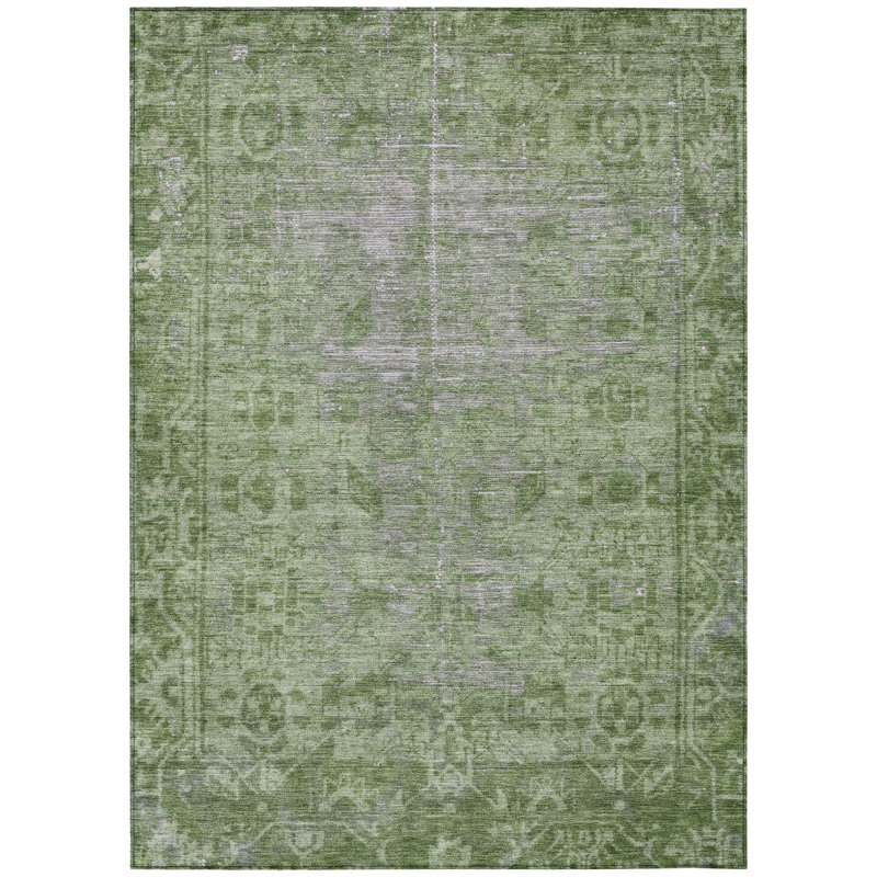 Tapis oriental lavable oriental vert 5 pi x 8 pi
