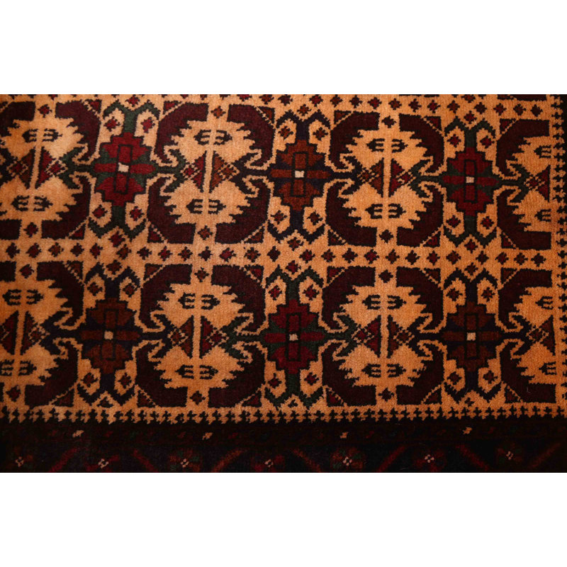 Tapis beige et rouge Teimani 4 pi 6 po x 6 pi 9 po