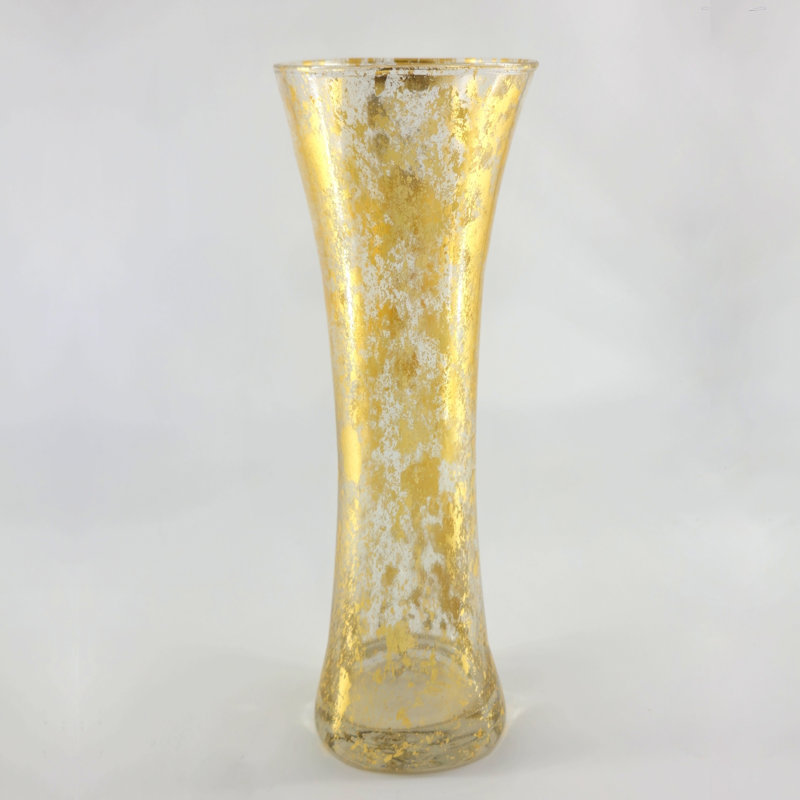 Vase Thassos, Doré, H 20 po x l 6 po x P 6 po