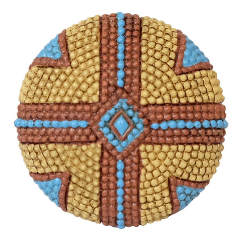 Tribal Turquoise and Beige Beaded Drawer Pull Knob