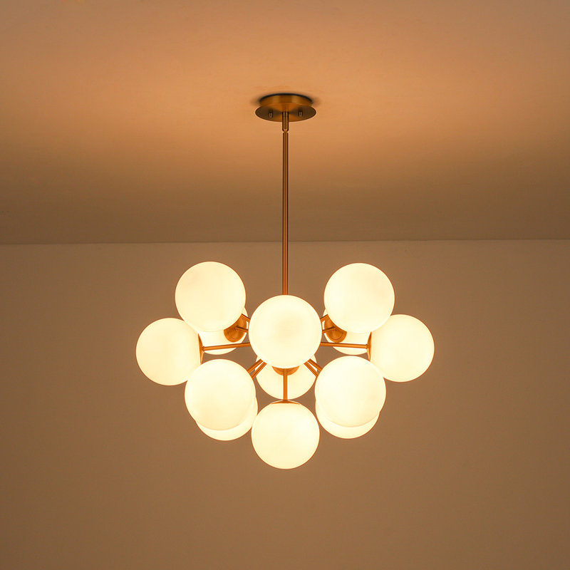 Lustre en forme de globe spoutnik 13 lumières Kohlmeier , Brushed Gold