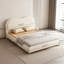 Queen Size Upholstered Platform Bed Frame with Rounded Corners Curved Headboard, Wooden Slats-1414428436
