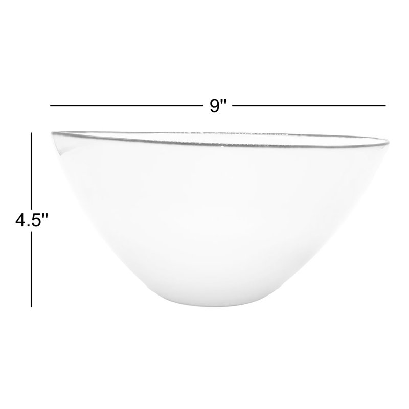 Canvas Home Abbesses Colored Rim Porcelain Large Serving Bowl 74oz, White/Gray Rim