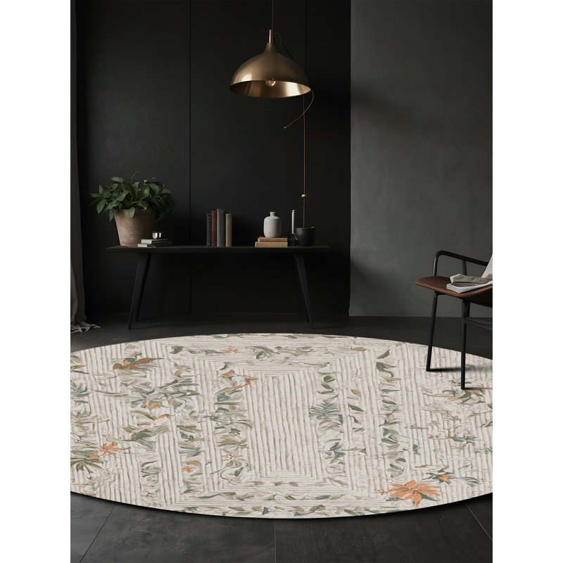 Machine Washable Beige Area Rug, Runner 2' x 4'