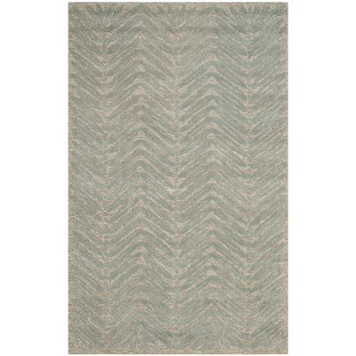 Martha Stewart Hand Tufted Wool/Viscose Geometric Rug in Blue Fir