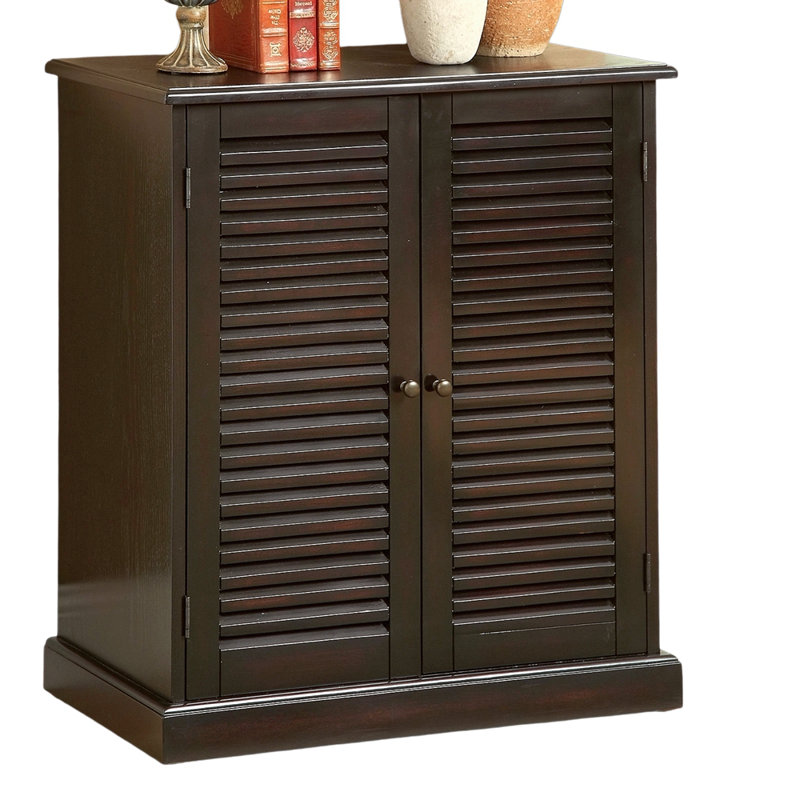 Modern Transitional Design 1Pc Shoe Cabinet Espresso Finish Adjustable Shelves Louver Design Doors Home Furniture Shoe Rack