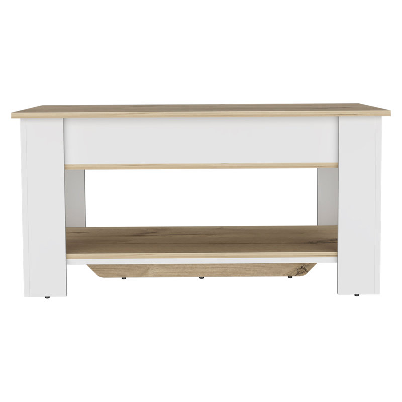 1-Shelf Lid Top Storage Table Light Oak, White