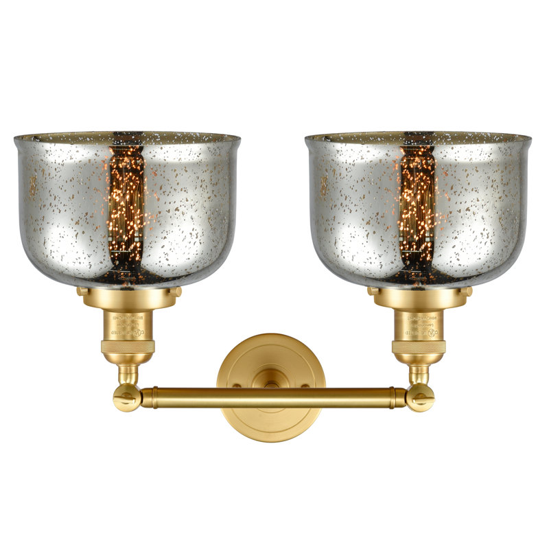 Bell - Luminaire de meuble-lavabo 19 po 2 lumières, Argent mercuré, Ampoule incandescente rétro 60 watts, Or satiné