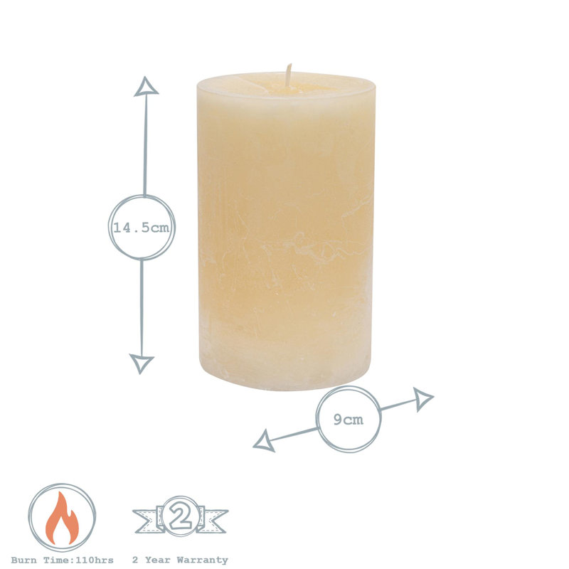 Nicola Spring - Round Vanilla Pillar Candles - Cream, 14.5cm H x 9cm W x 9cm D