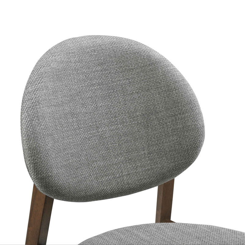 Chaise rembourrée en bois massif, Gris, Noyer