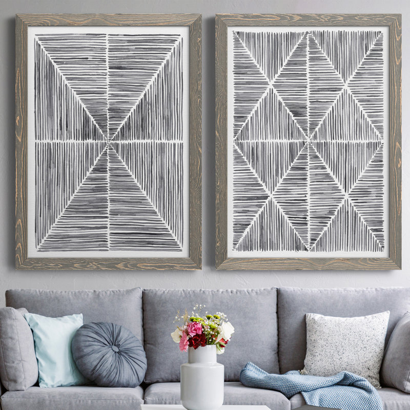 Vibrato I, toile encadrée de qualité supérieure - prête à être accrochée, Toile avec cadre gris