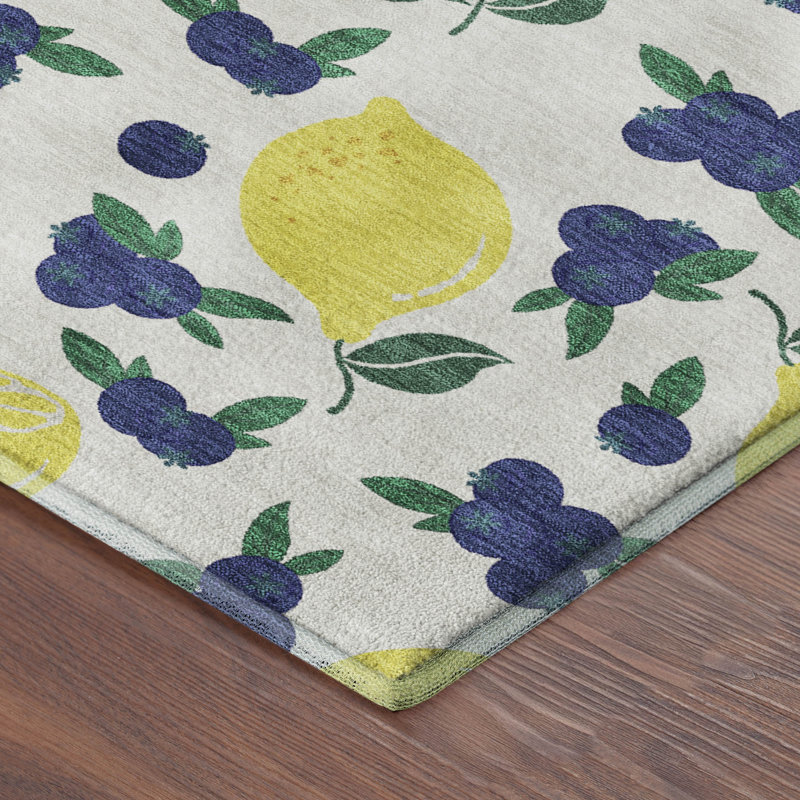 Premium Machine Washable Mayfield  Fruits Rug, Ivory, 10' x 14'