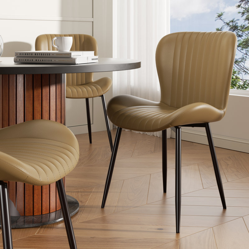 Chaise d'appoint rembourrée Modern (ensemble de 2), Brun, 2