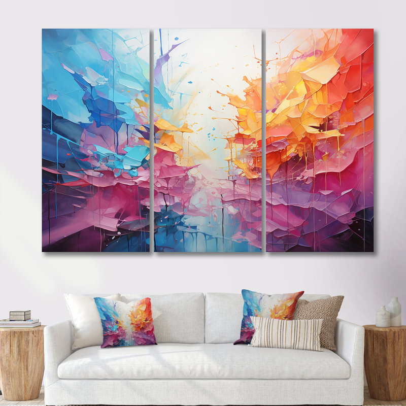 Rainbow portail éveil - ensemble de décoration murale abstrait, Toile tendue, H 40 po x l 60 po x P 1 po