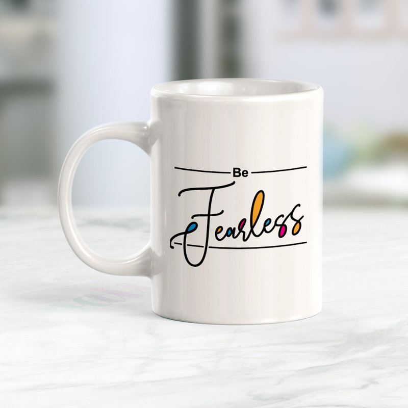 Tasse à café en plastique Be Fearless Cursive, Ensemble de verres à lait, Plastique polypropylène