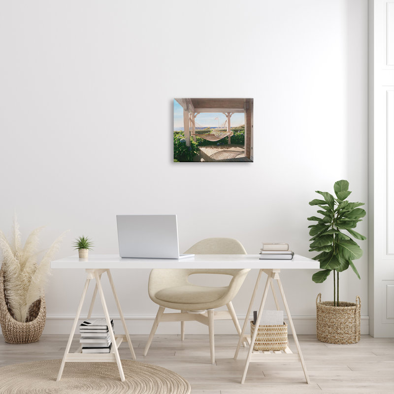 Tranquil Hammock Warm Sunlit Porch Landscape Canvas Art