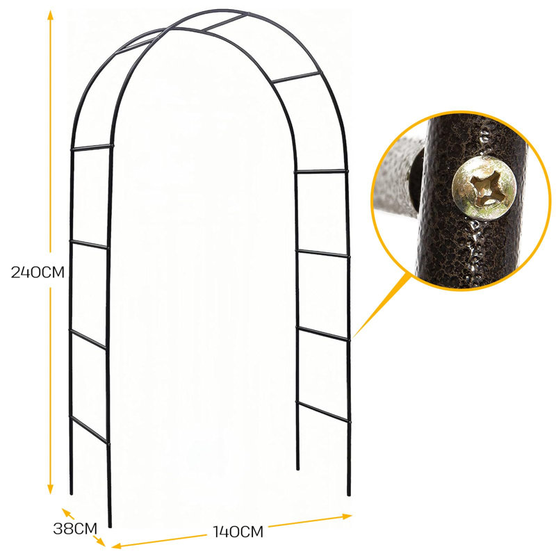 Sharenna 140cm W x 38cm D Metal Arbour in Black