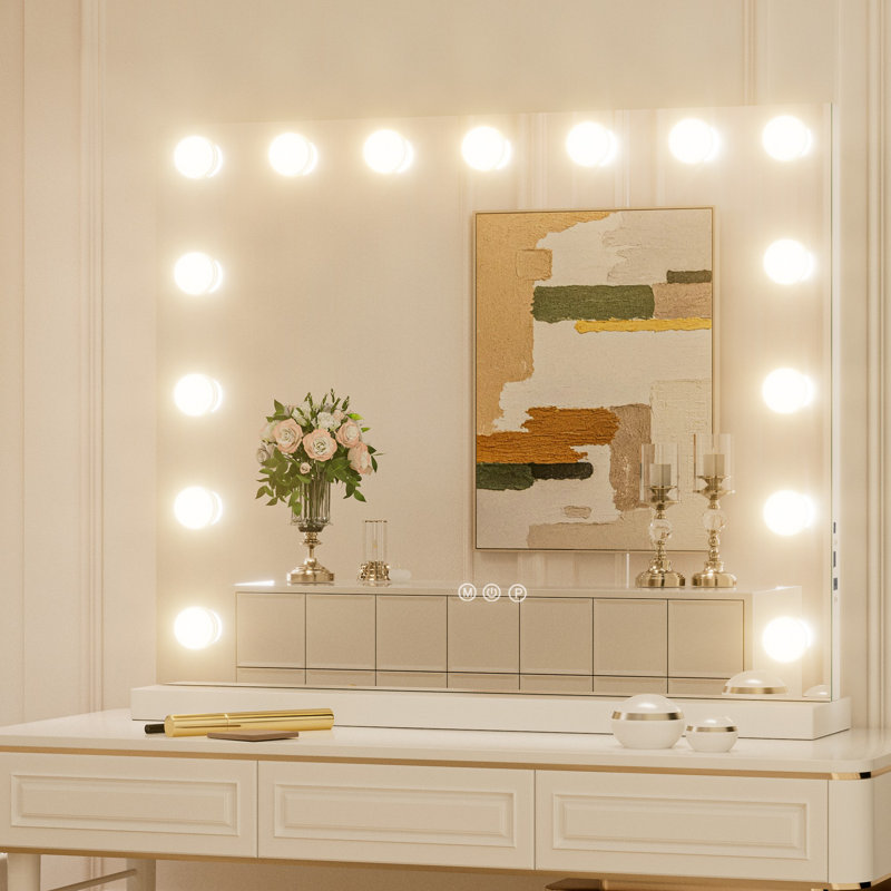 Led Hollywood Iron Makeup Mirror, Adjustable Brightness With Memory Function