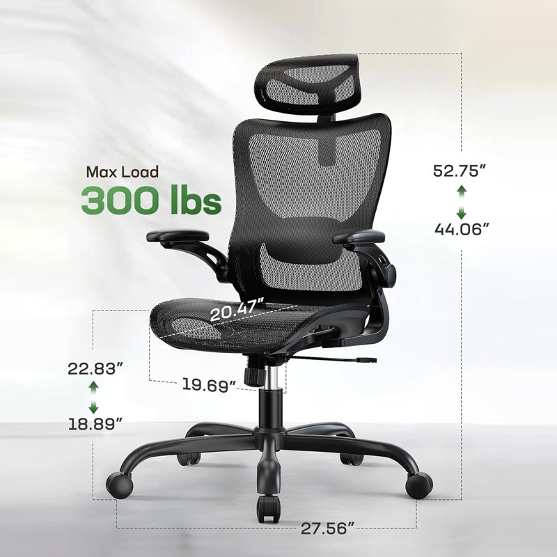 Fauteuil ergonomique de bureau et de jeu avec support lombaire, appui-tête en 2 dimensions, accoudoirs réglables et coussin de siège profilé sur roulettes pour la maison ou le bureau (ensemble de 2)