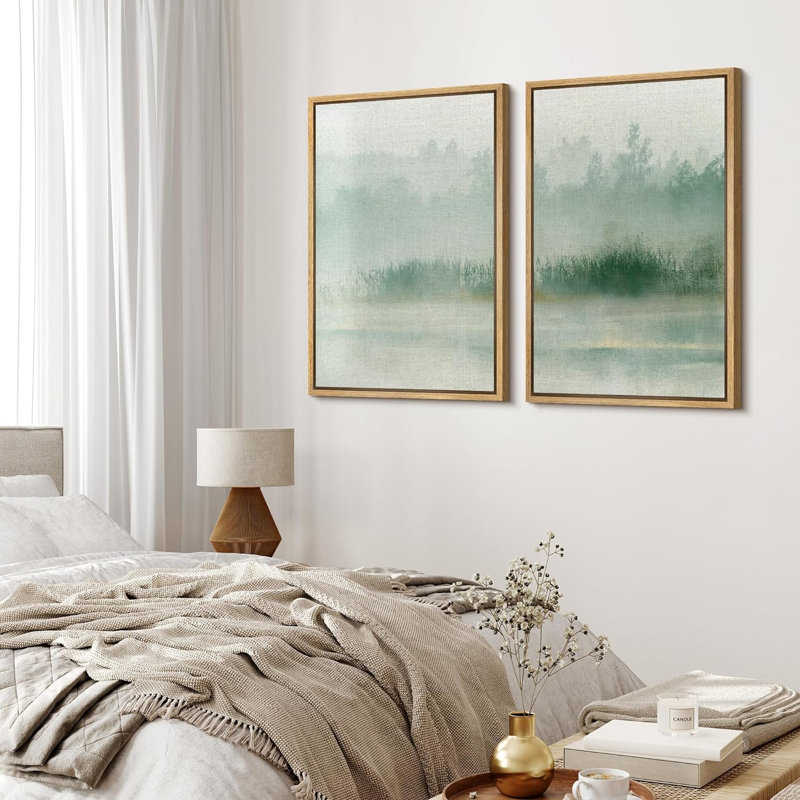 «Set Monicol Whirls Abstract Expressionist», 2 pièces sur toile, H 24 po x l 16 po, Naturel