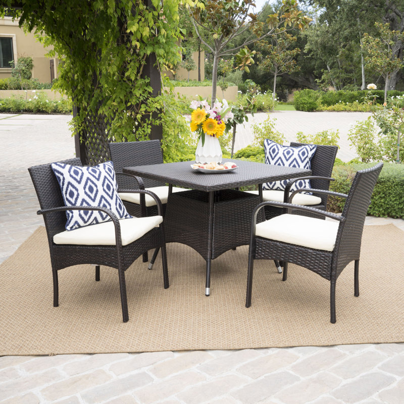 Mathiatis 4 - Person Wicker Patio Dining Set with Square Table, Natural