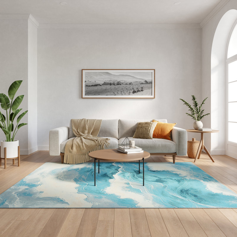 Nourison Color Splash 4' x 6' Ivory Blue Coastal, Nautical & Beach Rug, Rectangle 4' x 6'