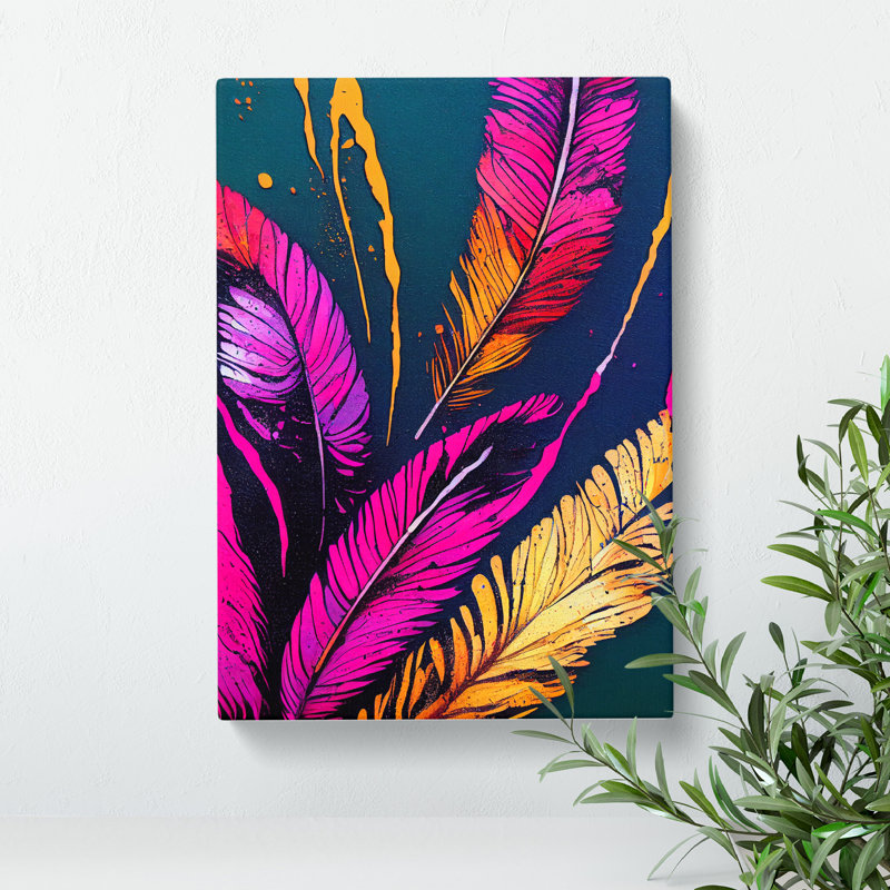 Painted Feathers No.2 - Wrapped Canvas, 50cm H x 35cm W x 3cm D