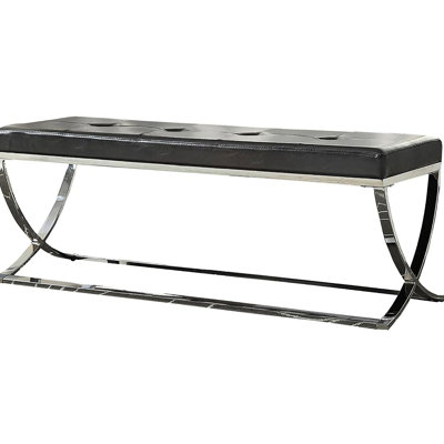 Modern Black Seat Bench With Elegant Details Upholstery And Legs
