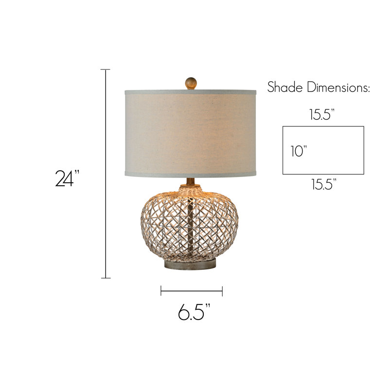 Natural Woven Rattan Basket Table Lamp with Beige Shade