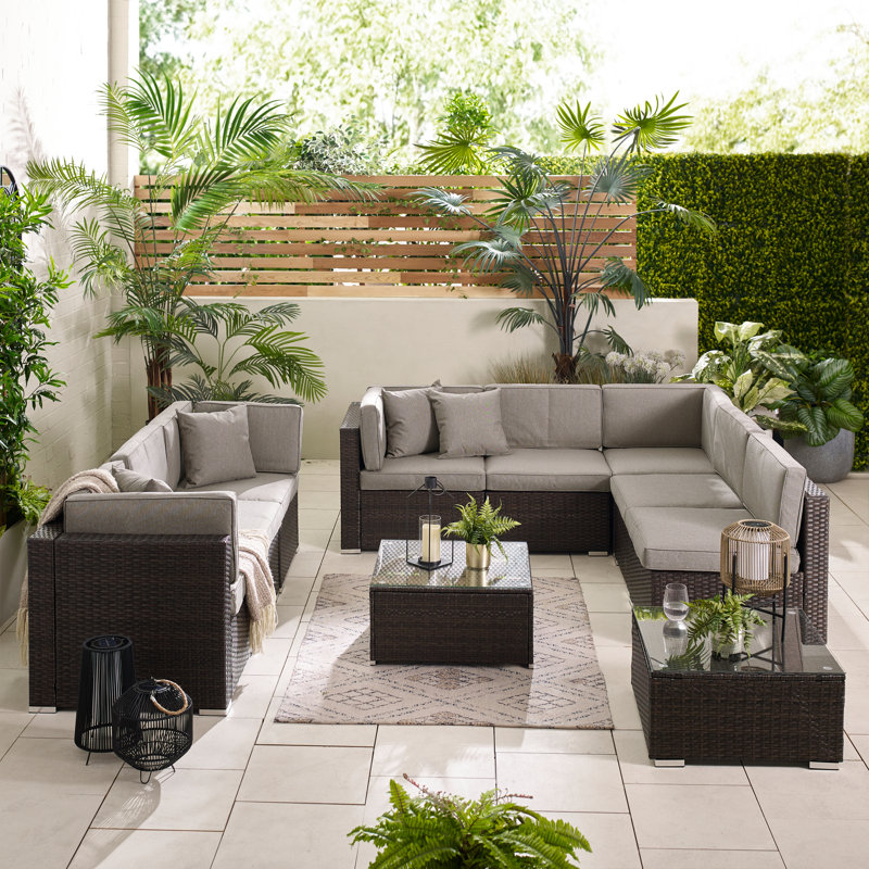Miacomet Modular PE Rattan Garden Sofa Set and Table for Modern Gardens and Patios (Cover Included), 8
