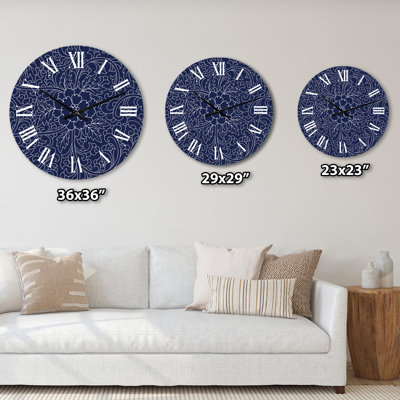 Dark Blue Chinese Pattern - Modern Wall Clock