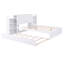 Lit plateforme double avec rangement et tablettes gigognes, blanc