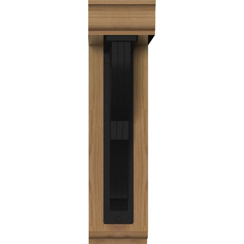 Support de fer triple Bradford, H 16 po x P 14 po, Cèdre rouge de l'Ouest l 3 1/2 po x T 2 po (lisse