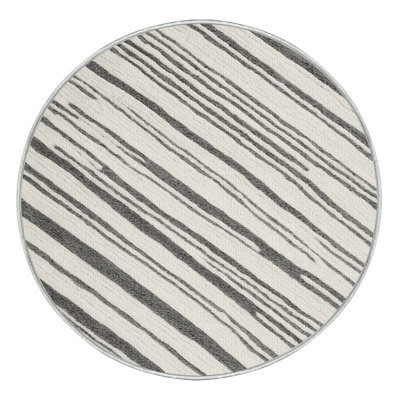 Washable Cloud White Gray Striped Area Rug