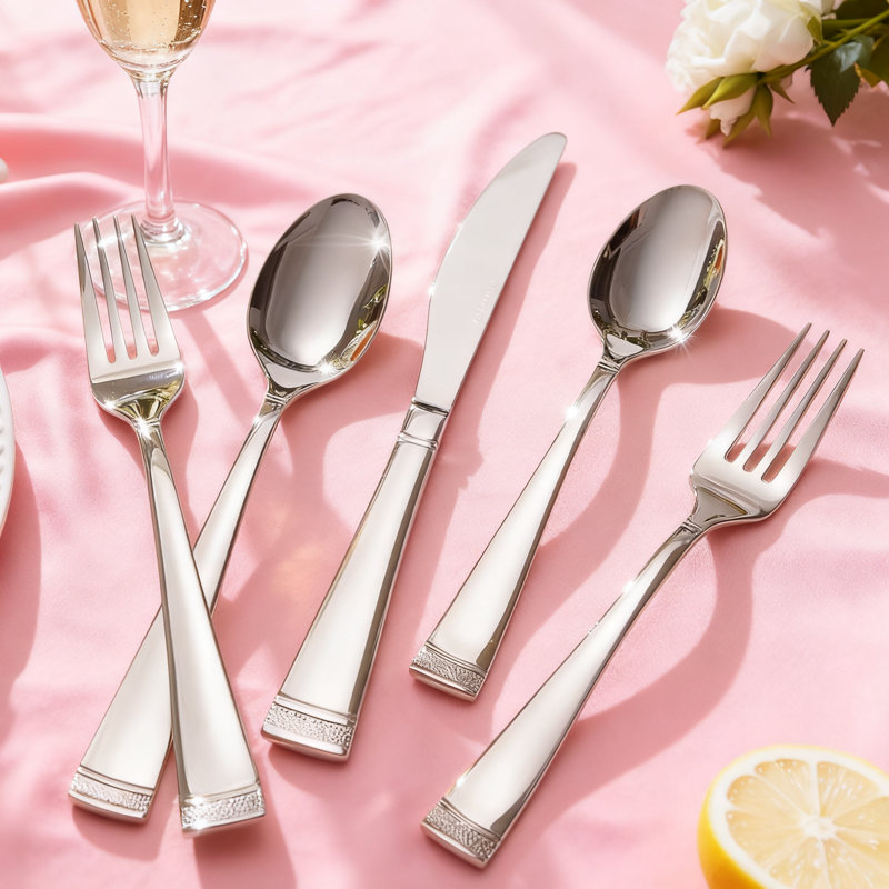 Ensemble de couverts en acier inoxydable 20 pièces pour 4, ensemble de couverts 18/10 avec bord perlé, argent poli miroir et lavable au lave-vaisselle pour la cuisine, la maison et les réceptions