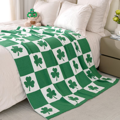 Jeté réversible en chenille Shamrock pour la Saint-Patrick
