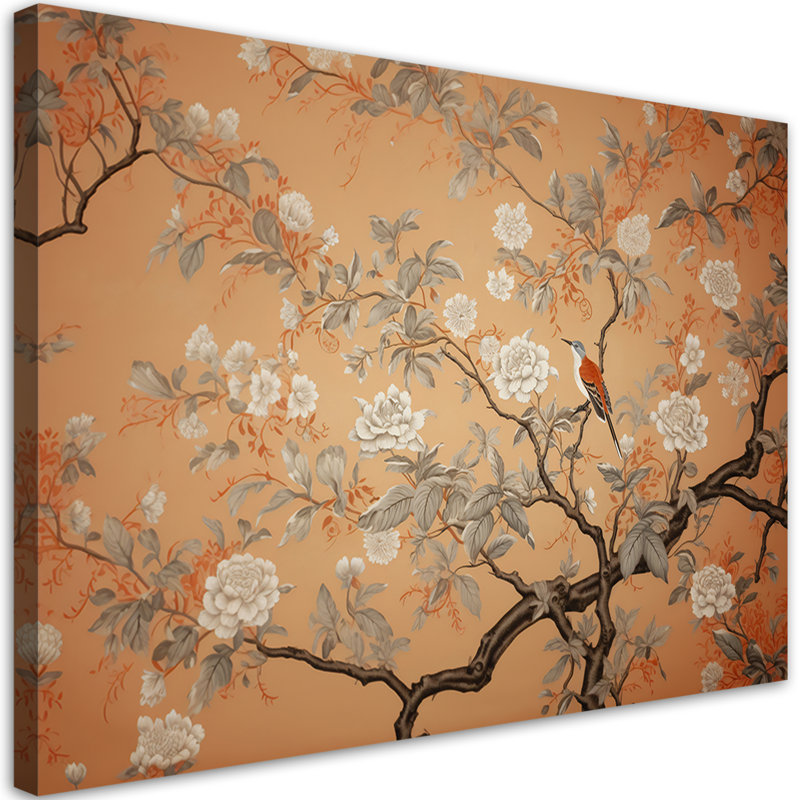 Bird Tree Chinoiserie - Wrapped Canvas Print, 40cm H x 60cm W