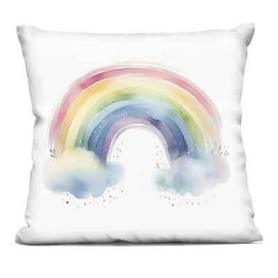 Soft Rainbow with Clouds Decorative Printed Throw Pillow, design by Creative Studio, 18 x 7 x 18