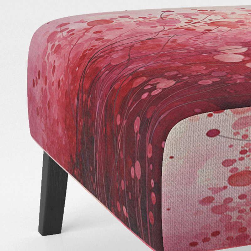 Crimson Reverie - Upholstered Contemporary Slipper Chair, Abstract Landscape Accent Chair