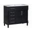 Meuble-lavabo de 36 po avec lavabo en résine supérieur, armoire de rangement autoportante avec 2 tiroirs et tiroir basculant, ensemble de meuble-lavabo avec cadre en bois massif, tablette à hauteur réglable