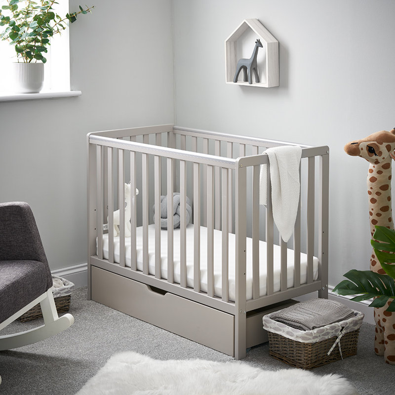 Bantam Space Saver Cot with Fibre Mattress and Under Drawer, Grey