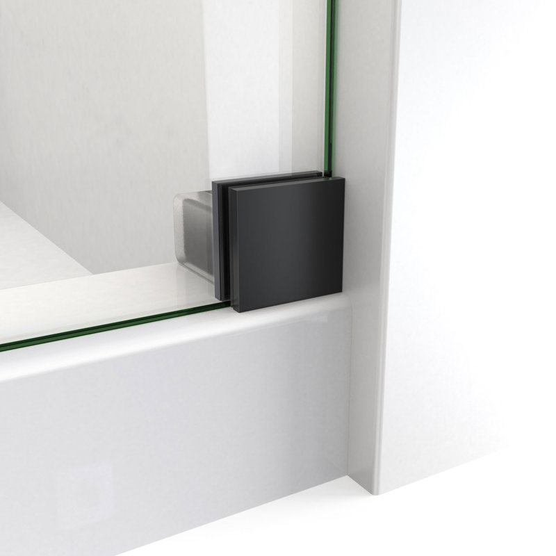 Matte Black Frameless Clear Glass Sliding Shower Enclosure